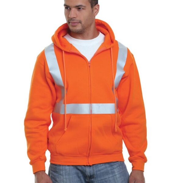USA-Made Hi-Visibility Full-Zip Hooded Sweatshirt Thumbnail