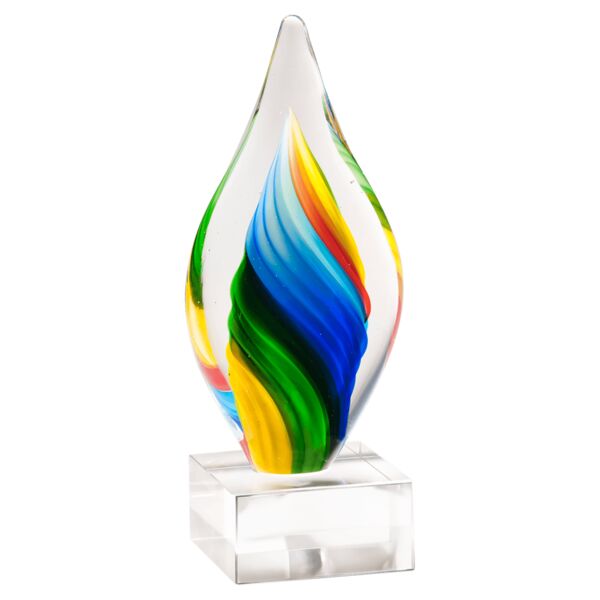 9" Rainbow Twist Art Glass on Glass Base-No Plate Thumbnail