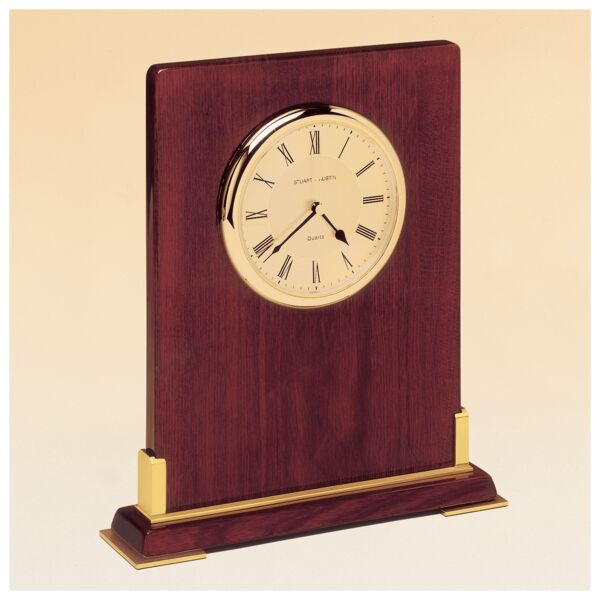 8 3/8" x 10" Desktop Clock, Piano Finish Wood with Metal Accents-Plate Not Included Thumbnail