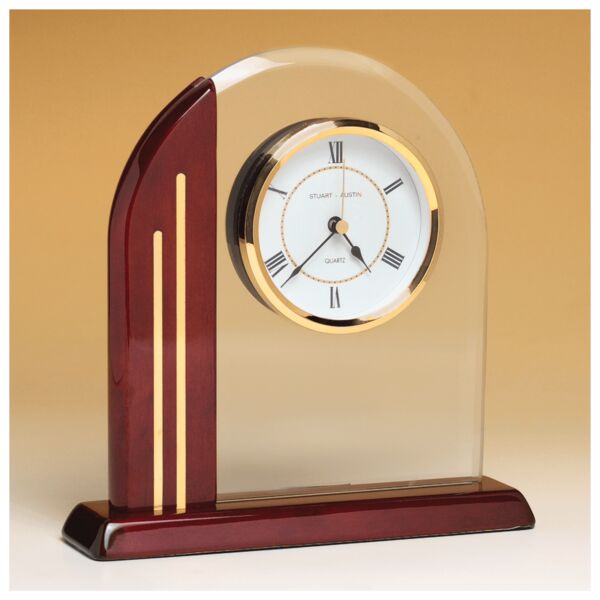 7 1/2" x 7 7/8" Arch Clock with Glass Upright and Piano Finish Post and Base-Plate Not Included Thumbnail