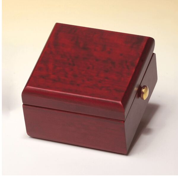 3 1/2" x 3 1/2" Hand Rubbed Finish Box Clock, Metal Goldtone Knobs and Velour Lined Lid-Plate Not Included Thumbnail