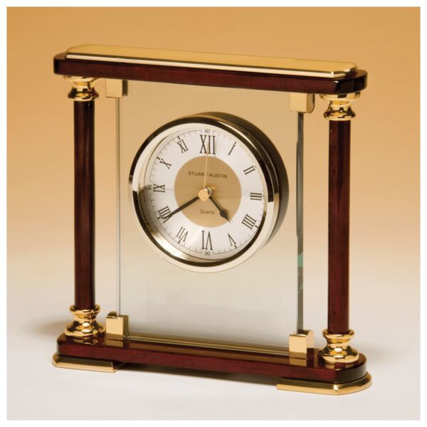 7" x 7" Glass and Piano Finish Clock with Metal Accents-Plate Not Included Thumbnail