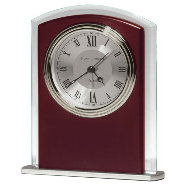 Matte Finish Clock, Beveled Glass with Wood Accent, Bezel and Dial, 3 Hand Movement - No Plate Thumbnail