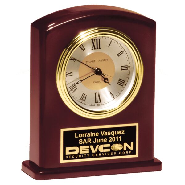 5 1/4" x 6 3/4" High Gloss Finish Clock, Diamond Spun Dial, 3 HandMovement with Plate Thumbnail