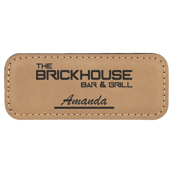 3 1/4" x 1 1/4" Laserable Leatherette Badge Blank with Magnet Thumbnail