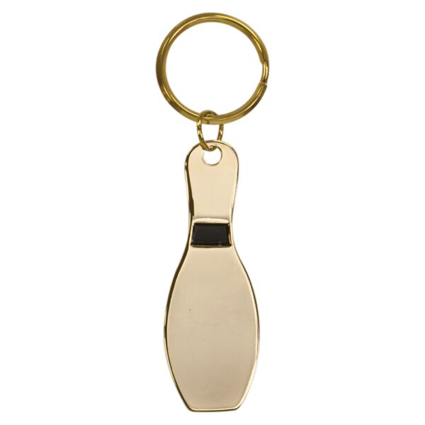 1" x 3" Bowling Pin Brass Keychain Thumbnail