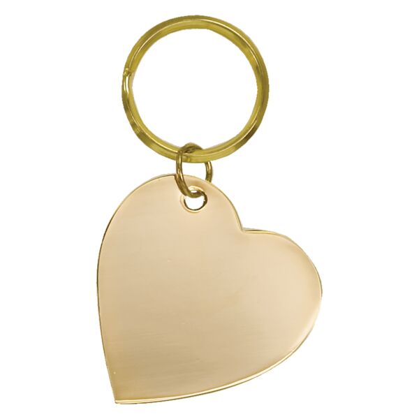 2" x 2" Heart Brass Keychain Thumbnail