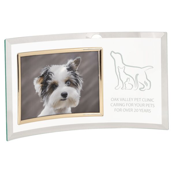 13" x 7 1/2" Jade Glass Crescent with 7" x 5" Picture Frame Thumbnail