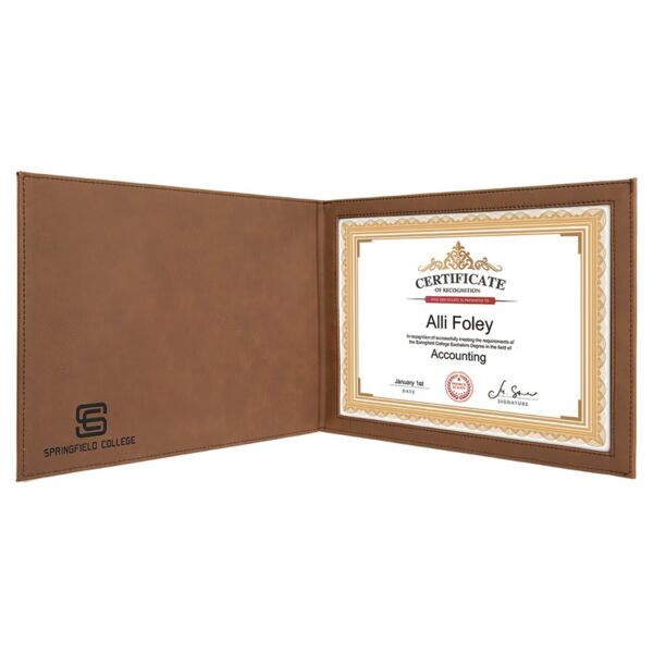 9" x 12" Laserable Leatherette Certificate Holder for 8 1/2" x 11" Thumbnail