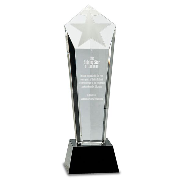 11 3/4" Crystal Frosted Star Column on Pedestal Base Thumbnail