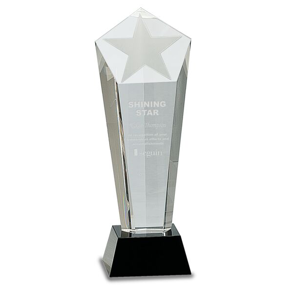 10 1/2" Crystal Frosted Star Column on Pedestal Base Thumbnail