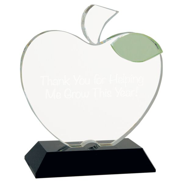 5 1/2" x 6 1/4" Crystal Apple on Base Thumbnail