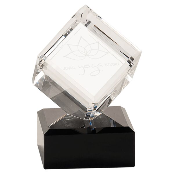 4 1/2" Crystal Cube on Pedestal Base Thumbnail