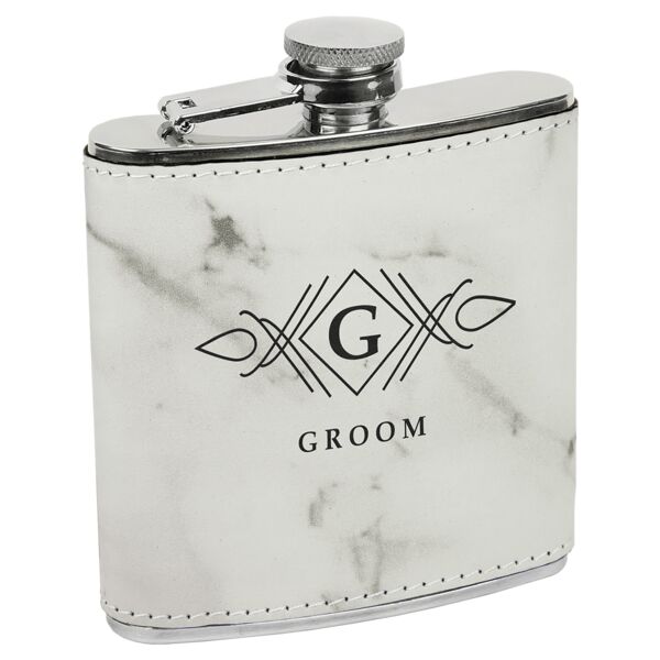 6 oz. Marble Laserable Leatherette Flask Thumbnail