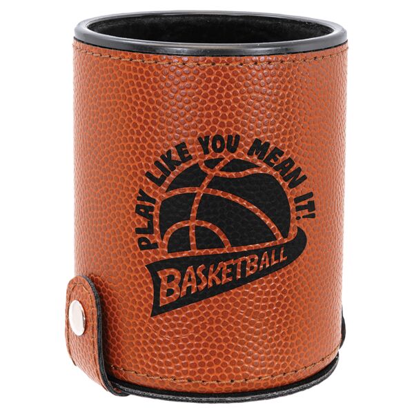 Basketball Laserable Leatherette Dice Cup with 5 Dice Thumbnail