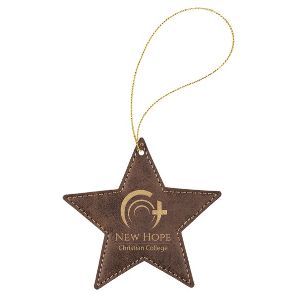 Rustic/ Laserable Leatherette Star Ornament with String Thumbnail