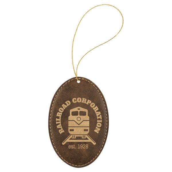 Rustic/ Laserable Leatherette Oval Ornament with String Thumbnail