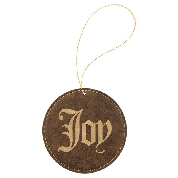 Rustic/ Laserable Leatherette Round Ornament with String Thumbnail