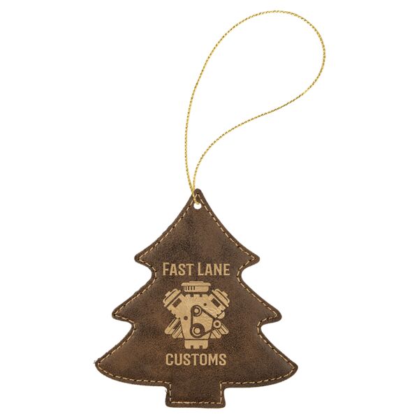 Rustic/ Laserable Leatherette Tree Ornament with String Thumbnail