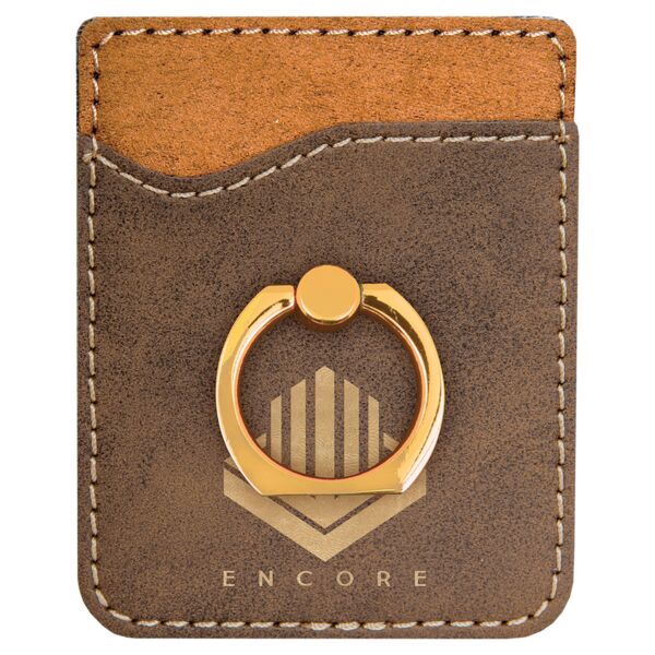 Rustic/ Laserable Leatherette Phone Wallet with Ring Thumbnail