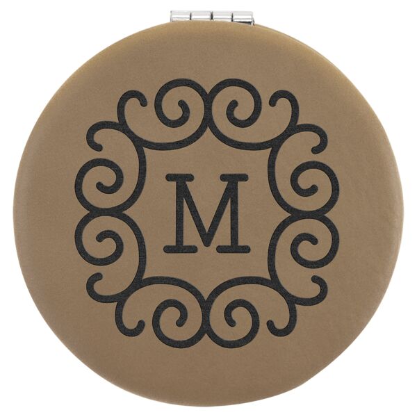 2 1/2" Laserable Leatherette Compact Mirror Thumbnail