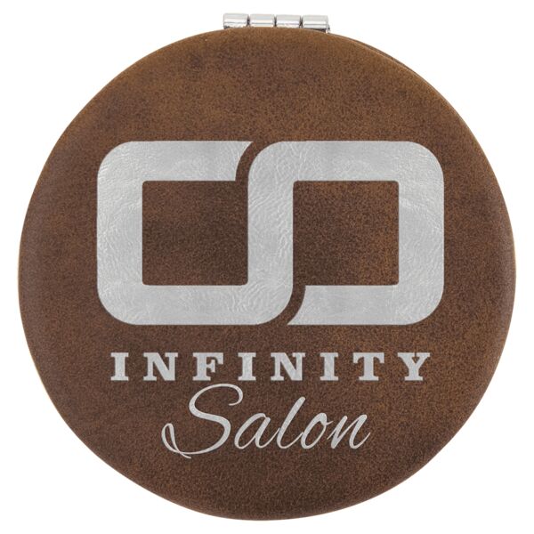 2 1/2" Rustic/ Laserable Leatherette Compact Mirror Thumbnail