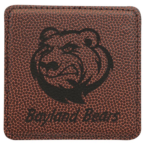4" x 4" Square Football Laserable Leatherette Coaster Thumbnail