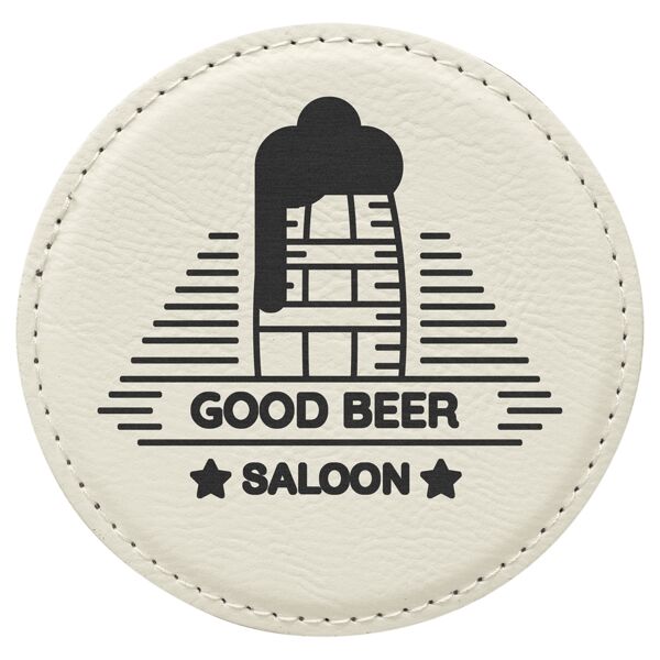 4" Round Laserable Leatherette Coaster Thumbnail