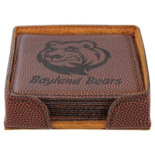 4" x 4" Football Square Laserable Leatherette 6-Coaster Set Thumbnail