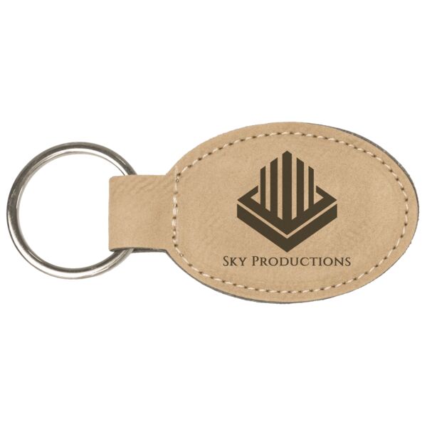 3" x 1 3/4" Laserable Leatherette Oval Keychain Thumbnail