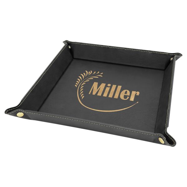 9" x 9" Laserable Leatherette Snap Up Tray with Snaps Thumbnail