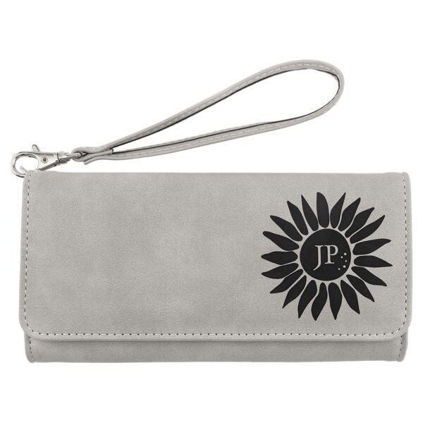 Wallet with Strap - Laserable Leatherette, Creekside Collection, 7 1/2" x 4", Light Thumbnail