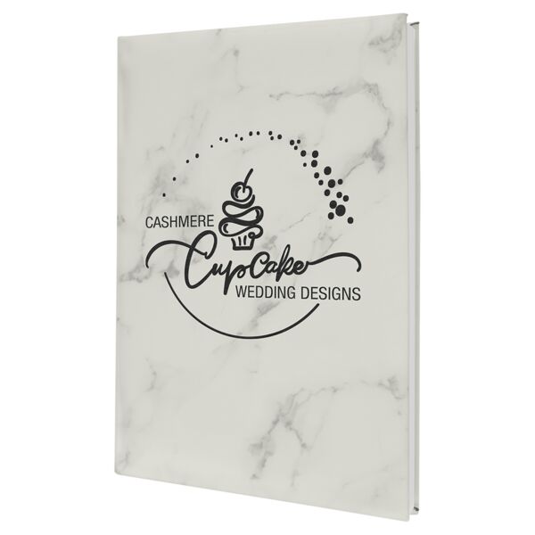 7" x 9 3/4" Marble Laserable Leatherette Sketch Book with Unlined Notepad Thumbnail