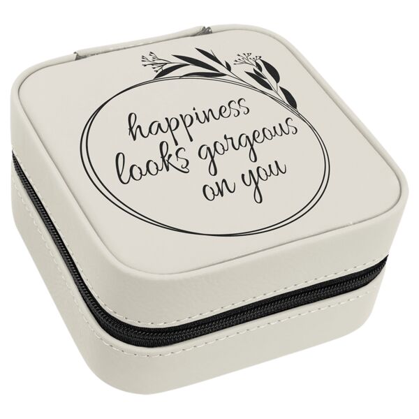 4" X 4" / Laserable Leatherette Travel Jewelry Box with Lining Thumbnail