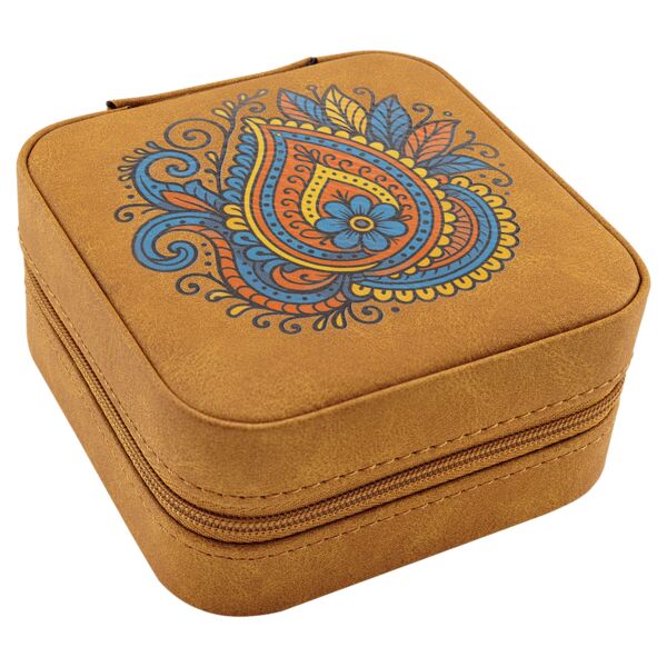 Travel Jewelry Box - Laserable Leatherette, Creekside Collection, 4" x 4" Thumbnail