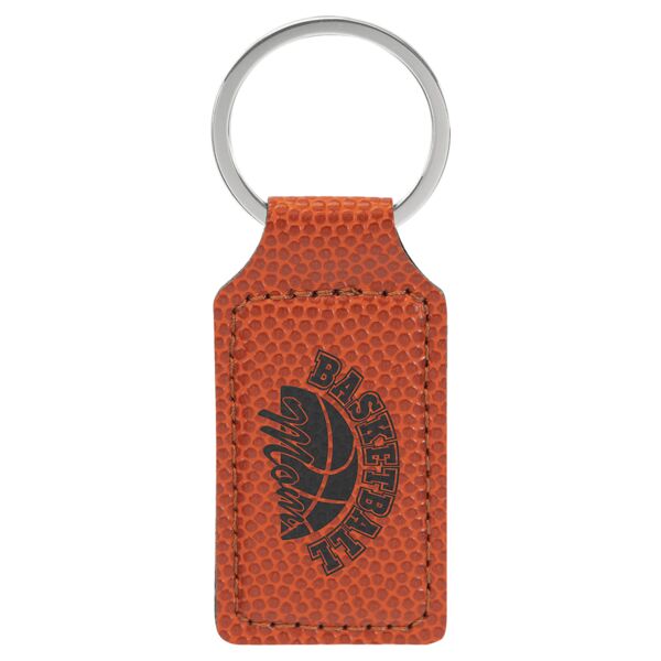 2 3/4" x 1 1/4" Basketball Laserable Leatherette Rectangle Keychain Thumbnail