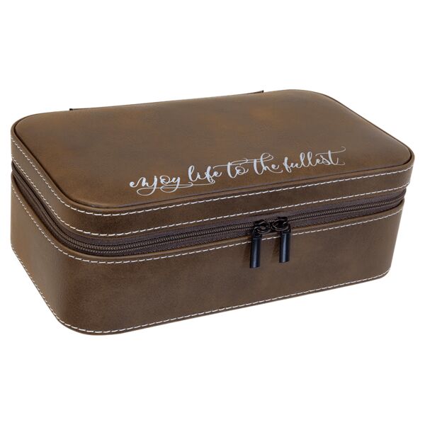 7 1/2" X 4 1/2" Rustic/ Laserable Leatherette Jewelry Box Thumbnail