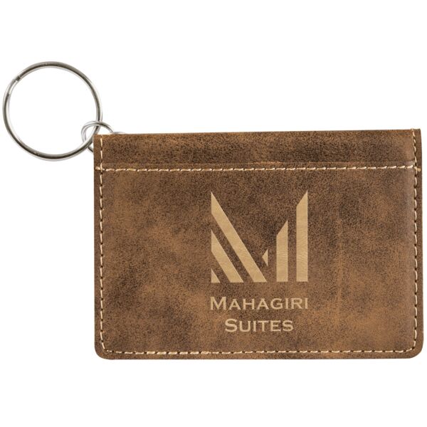 4 1/4" x 3" Rustic/ Laserable Leatherette Keychain ID Holder Thumbnail