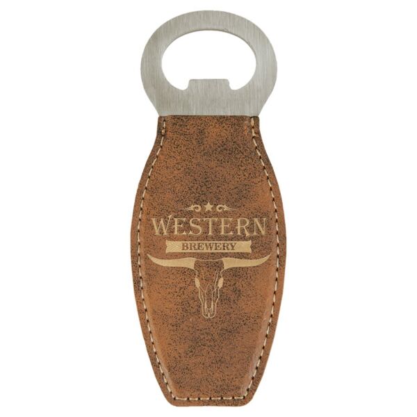 Rustic/ Laserable Leatherette Bottle Opener with Magnet Thumbnail