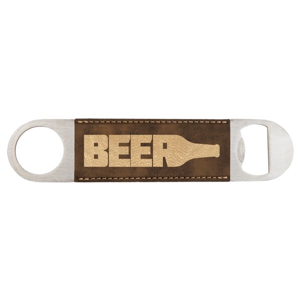 1 1/2" x 7" Rustic/ Laserable Leatherette Bottle Opener Thumbnail