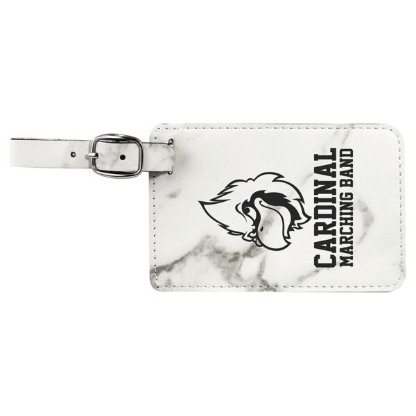 4 1/4" x 2 3/4" Marble Laserable Leatherette Luggage Tag Thumbnail