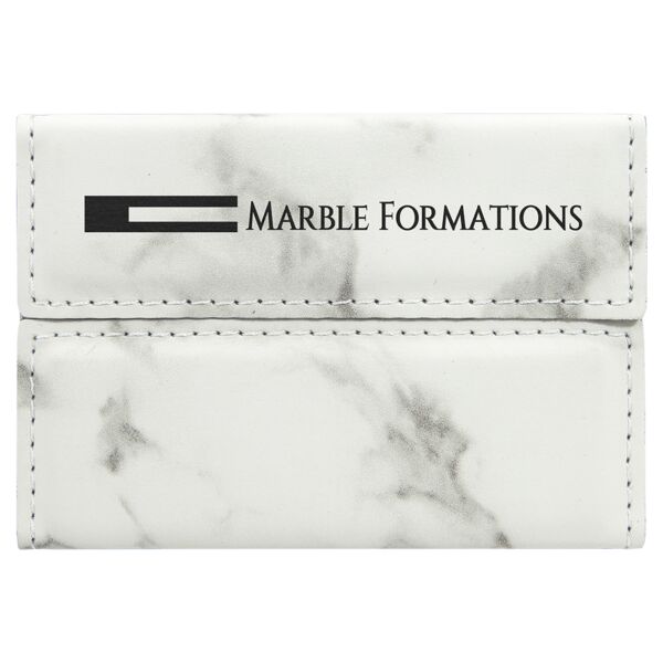 3 3/4" x 2 3/4" Marble Laserable Leatherette Hard Business Card Holder Thumbnail