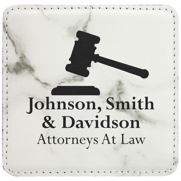 4" x 4" Square Marble Laserable Leatherette Coaster Thumbnail