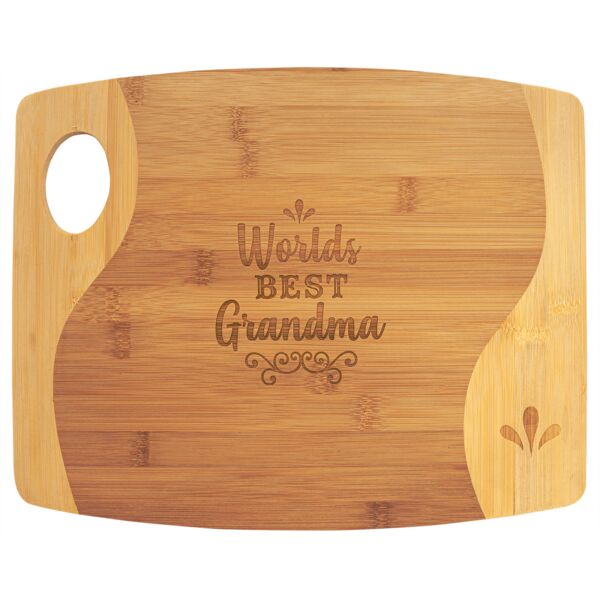 13 3/4" x 11" x 5/16" Two Tone Cutting Board with Handle Thumbnail