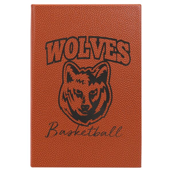 5 1/4" x 8 1/4" Basketball Laserable Leatherette Journal with Lined Notepad Thumbnail