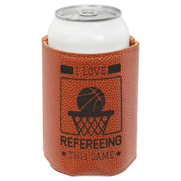 3 3/4" Basketball Laserable Leatherette Beverage Holder Thumbnail