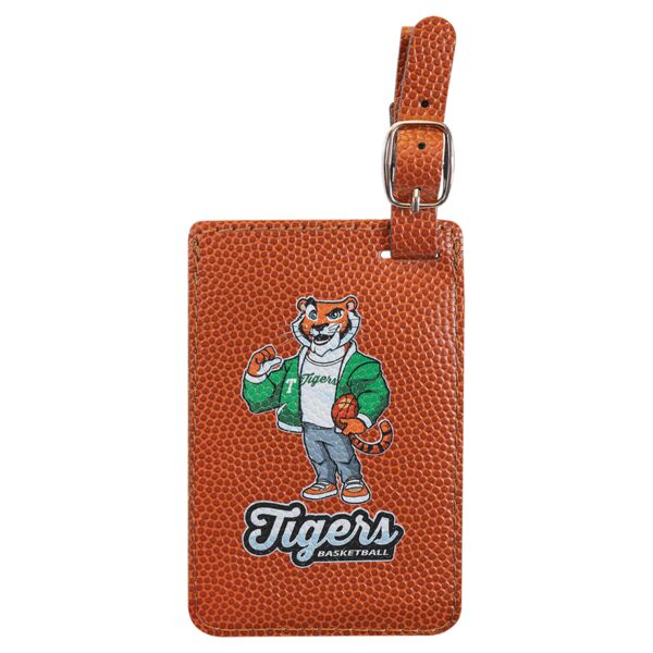 4 1/4" x 2 3/4" Basketball Laserable Leatherette Luggage Tag Thumbnail