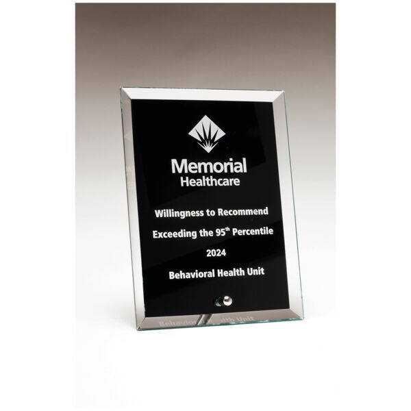 5" x 7" Glass Plaque with Painted Background, Silv er Plated Easel Post Thumbnail