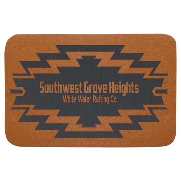 3" x 2" Rectangle Caramel Genuine Leather Patch with Adhesive Thumbnail