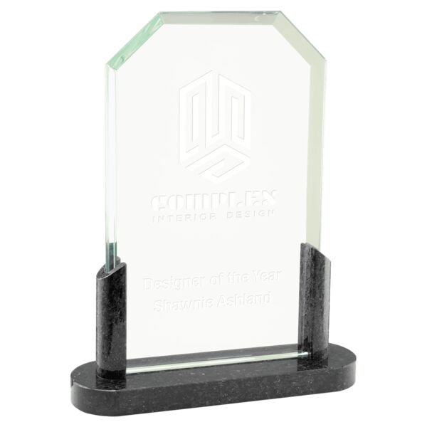 7 3/4" Clipped Corners Glass with Marble Base Thumbnail
